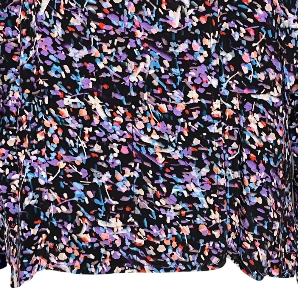 Joie Raquel Ditsy Floral Blouse Size M Black Caviar Multi V-Neck Viscose Ruffle